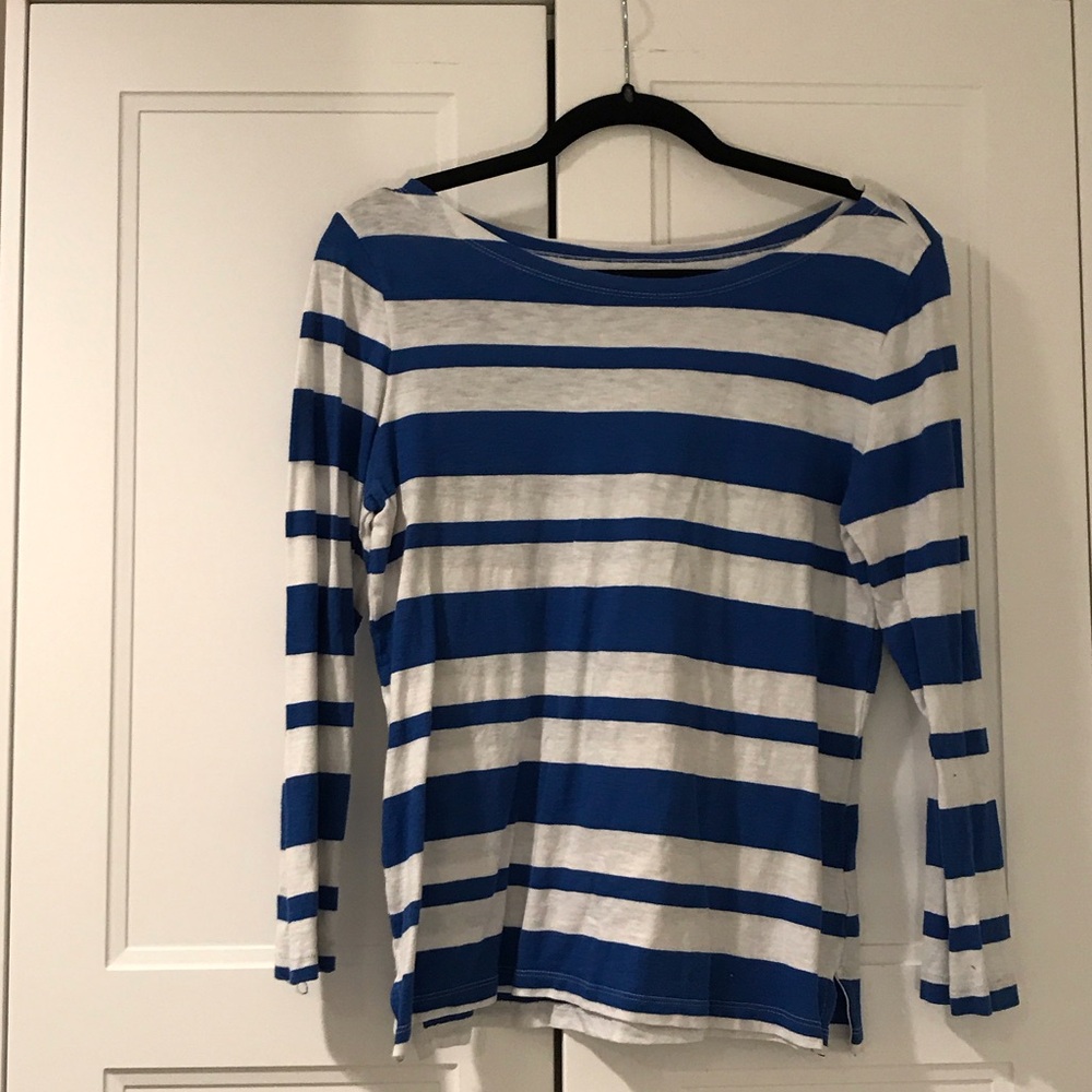 J. Crew Blue and White Striped Long Sleeve Tee